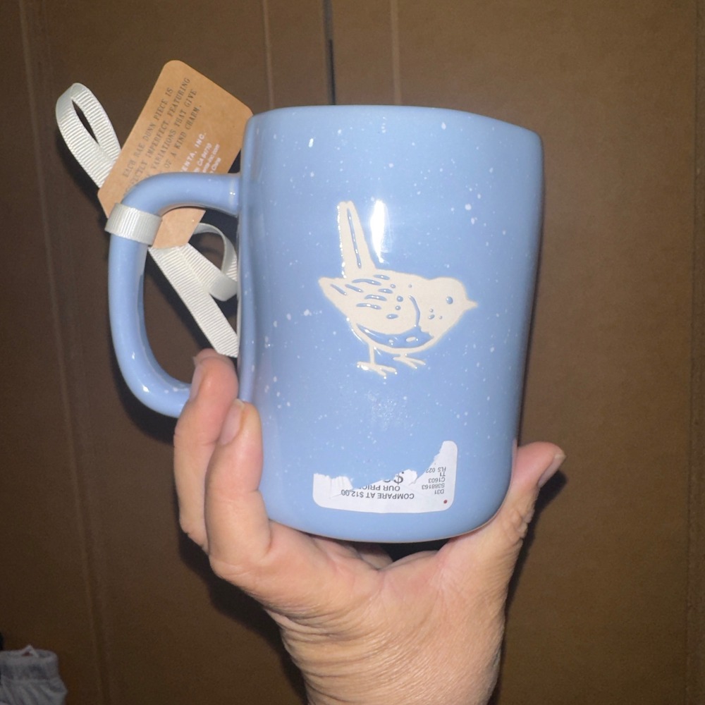 Rae Dunn CHIRP Blue Speckled Bird Mug Artisan Collection by Magenta New with Tag - Picture 2 of 2